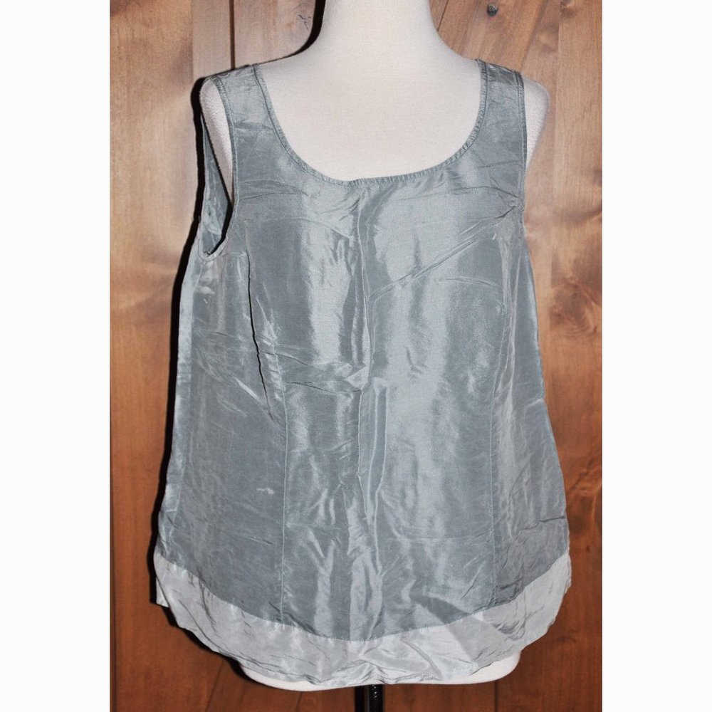 Jones New York Gray & Silver Silk Sleeveless Summer Top Size 14W